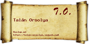 Talán Orsolya névjegykártya